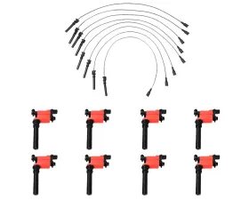 Aceon Set of 8 Red Aceon Sport Ignition Coil with Wire Set Chrysler | Dodge | Jeep 2003-2005