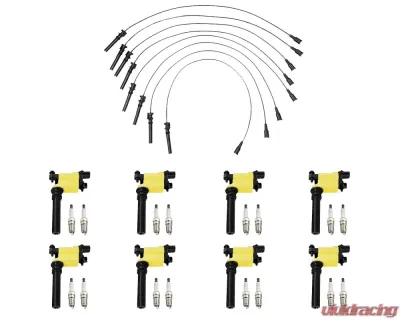 Aceon Set of 8 Yellow Heavy Duty Ignition Coil with Wire Set & Spark Plug Chrysler | Dodge | Jeep 2003-2005 - 7805-1351K-B3