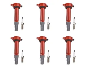 Aceon Set of 6 Red Aceon Sport Ignition Coil with Spark Plug Chrysler | Dodge 2.7L 2006-2010