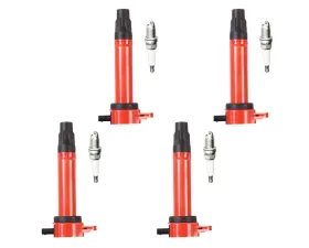 Aceon Set of 4 Red Aceon Sport Ignition Coil with Spark Plug Chrysler | Dodge | Jeep 2007-2019