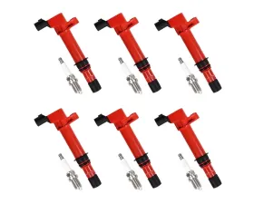Aceon Set of 6 Red Aceon Sport Ignition Coil with Spark Plug Chrysler | Dodge | Jeep | Mitsubishi 1999-2008