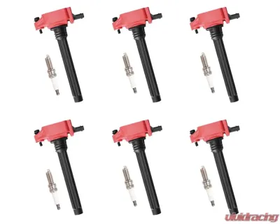 Aceon Set of 6 Red Aceon Sport Ignition Coil with Spark Plug Chrysler | Dodge | Jeep | Ram | Volkswagen 2011-2020 - 7805-1362J-B1