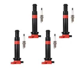 Aceon Set of 4 Red Aceon Sport Ignition Coil with Spark Plug Dodge Attitude | Hyundai Accent | Kia Rio 1.6L 2006-2011