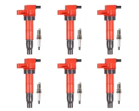 Aceon Set of 6 Red Aceon Sport Ignition Coil with Spark Plug Hyundai | Kia 2006-2019