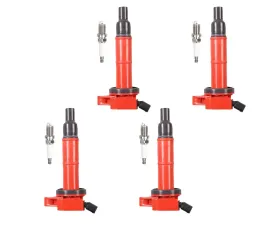 Aceon Set of 4 Red Aceon Sport Ignition Coil with Spark Plug Lexus | Pontiac | Scion | Toyota 2001-2015