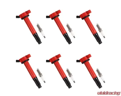 Aceon Set of 6 Red Aceon Sport Ignition Coil with Spark Plug Lexus | Toyota 3.5L 2005-2012 - 7805-3170J-B1