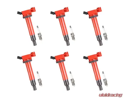 Aceon Set of 6 Red Aceon Sport Ignition with Spark Plug Coil Lexus | Toyota 3.0L & 3.3L V6 1999-2008 - 7805-3177J-B1