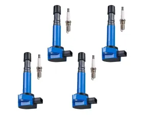 Aceon Set of 4 Blue Performance Plus Ignition Coil with Spark Plug Acura EL | MDX | Honda Accord | Civic 2001-2009