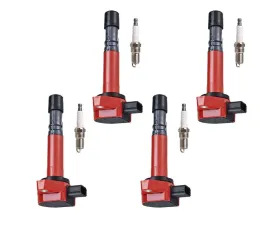 Aceon Set of 4 Red Aceon Sport Ignition Coil with Spark Plug Acura EL | MDX | Honda Accord | Civic 2001-2009