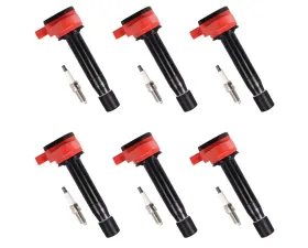 Aceon Set of 6 Red Aceon Sport Ignition Coil with Spark Plug Acura | Honda 2008-2017