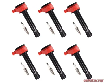 Aceon Set of 6 Red Aceon Sport Ignition Coil with Spark Plug Acura | Honda 2008-2017 - 7805-3262J-B1