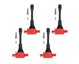 Aceon Set of 4 Red Aceon Sport Ignition Coil with Spark Plug Infiniti | Nissan 2007-2019
