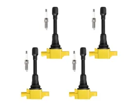 Aceon Set of 4 Yellow Heavy Duty Ignition Coil with Spark Plug Infiniti | Nissan 2007-2019