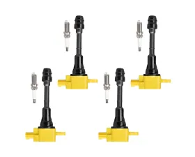 Aceon Set of 4 Yellow Heavy Duty Ignition Coil with Spark Plug Nissan Altima | Sentra | X-Trail 2.5L L4 2002-2013