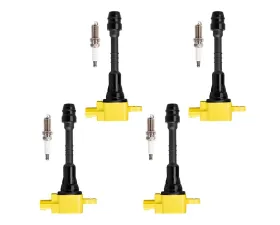 Aceon Set of 4 Yellow Heavy Duty Ignition Coil with Spark Plug Nissan Almera | Sentra 1.8L L4 2001-2006