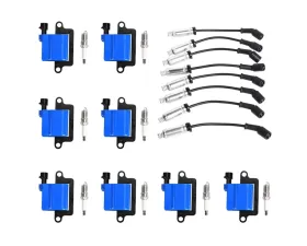 Aceon Set of 8 Blue Performance Plus Ignition Coil with Wire Set & Spark Plug Cadillac | Chevrolet | GMC | Hummer V8 1999-2006