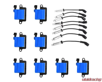 Aceon Set of 8 Blue Performance Plus Ignition Coil with Wire Set Cadillac | Chevrolet | GMC | Hummer V8 1999-2006 - 7805-3508H-B2