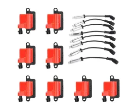 Aceon Set of 8 Red Aceon Sport Ignition Coil with Wire Set Cadillac | Chevrolet | GMC | Hummer V8 1999-2006