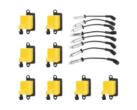 Aceon Set of 8 Yellow Heavy Duty Ignition Coil with Wire Set Cadillac | Chevrolet | GMC | Hummer V8 1999-2006