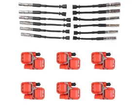 Aceon Set of 6 Red Aceon Sport Ignition Coil with Wire Set Chrysler | Mercedes-Benz 1997-2011