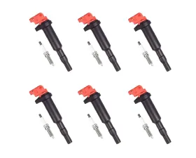 Aceon Set of 6 Red Aceon Sport Ignition Coil with Spark Plug BMW | Mini | Peugeot | Rolls-Royce 2001-2019