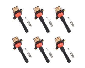 Aceon Set of 6 Red Aceon Sport Ignition Coil with Spark Plug BMW 1995-2003