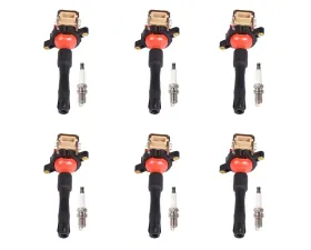 Aceon Set of 6 Red Aceon Sport Ignition Coil with OE Spark Plug BMW 1995-2003