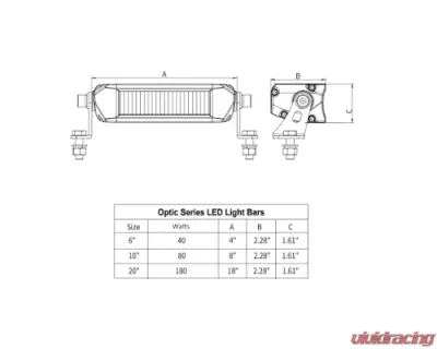 Vivid Lumen Optic Series 6 Inch Driving Light Bar DOT/SAE - 15101