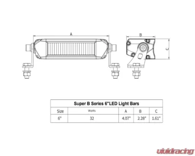 Vivid Lumen Super B Series 6 Inch Driving-Fog-Amber Strobe Light Bar DOT/SAE 2 Bars With Harness - 15103