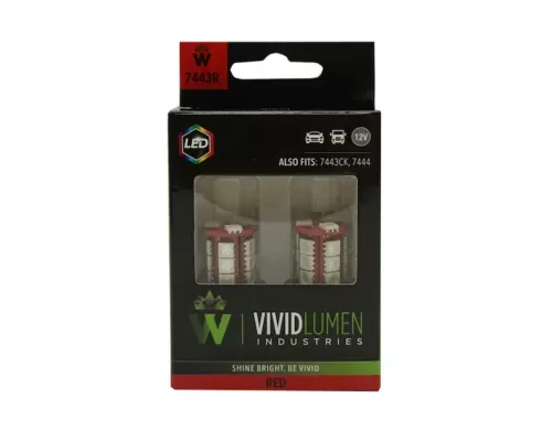 Vivid Lumen Long Lasting Led Bulbs 7443 Red Pair - 7443R-SMD