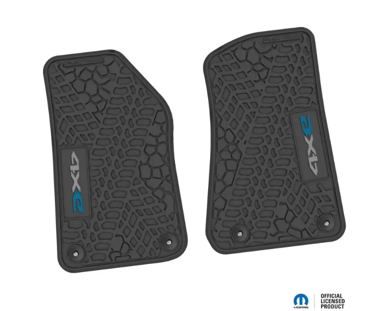 FlexTread Floor Mats Tire Tread | Scorched Earth Scene | 4xe Insert Black | Silver | Dark Blue Jeep Wrangler JL 2018-2024 - NGTT06025999