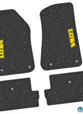 FlexTread Floor Mats Tire Tread | Scorched Earth Scene | Willys Insert Black | Yellow Jeep Wrangler JL 2018-2024                                     - NGTT47015950 - Image 2