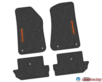 FlexTread Floor Mats Tire Tread | Scorched Earth Scene | Wrangler Insert Black | Orange Jeep Wrangler JL 2018-2024 - NGTT47024973