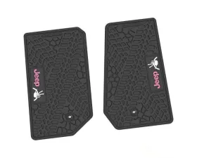 2 Pieces Black w/ Pink "JEEP" w/ White "Wave" Insert Tire Tread/Scorched Earth Scene w/ JEEP Wave w/ Wheel Insert Jeep Wrangler JK 2 Door 2007-2013
