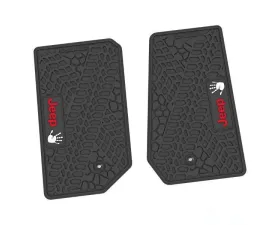 2 Pieces Black w/ Red "JEEP" w/ White "Wave" Insert Tire Tread/Scorched Earth Scene w/ JEEP Wave Insert Jeep Wrangler JK 2 Door 2007-2013