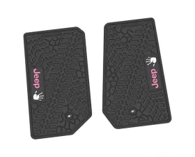 2 Pieces Black w/ Pink "JEEP" w/ White "Wave" Insert Tire Tread/Scorched Earth Scene w/ JEEP Wave Insert Jeep Wrangler JK 2 Door 2007-2013