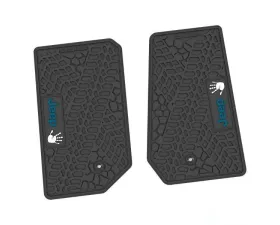 2 Pieces Black w/ Dark Blue "JEEP" w/ White "Wave" Insert Tire Tread/Scorched Earth Scene w/ JEEP Wave Insert Jeep Wrangler JK 2 Door 2007-2013