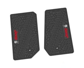 2 Pieces Black w/ Red "JEEP" w/ White "Peace" Insert Tire Tread/Scorched Earth Scene w/ JEEP Peace Sign Insert Jeep Wrangler JK 2 Door 2007-2013