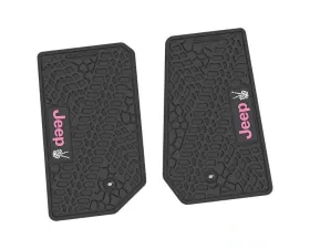 2 Pieces Black w/ Pink "JEEP" w/ White "Peace" Insert Tire Tread/Scorched Earth Scene w/ JEEP Peace Sign Insert Jeep Wrangler JK 2 Door 2007-2013