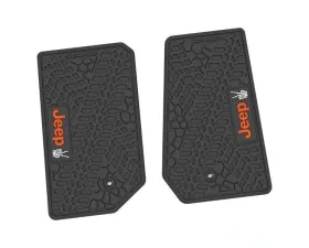2 Pieces Black w/ Orange "JEEP" w/ White "Peace" Insert Tire Tread/Scorched Earth Scene w/ JEEP Peace Sign Insert Jeep Wrangler JK 2 Door 2007-2013
