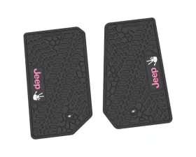 2 Pieces Black w/ Pink "JEEP" w/ White "Wave" Insert Tire Tread/Scorched Earth Scene w/ JEEP Wave w/o Wheel Insert Jeep Wrangler JK 2 Door 2007-2013