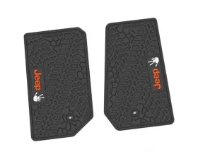 2 Pieces Black w/ Orange "JEEP" w/ White "Wave" Insert Tire Tread/Scorched Earth Scene w/ JEEP Wave w/o Wheel Insert Jeep Wrangler JK 2 Door 2007-2013