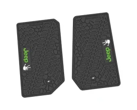 2 Pieces Black w/ Lime "JEEP" w/ White "Wave" Insert Tire Tread/Scorched Earth Scene w/ JEEP Wave w/o Wheel Insert Jeep Wrangler JK 2 Door 2007-2013