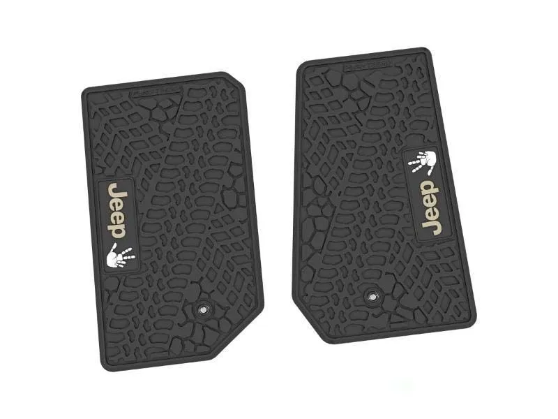 2 Pieces Black w/ Tan "JEEP" w/ White "Wave" Insert Tire Tread/Scorched Earth Scene w/ JEEP Wave w/o Wheel Insert Jeep Wrangler JK 2 Door 2007-2013 - NGTT02066996