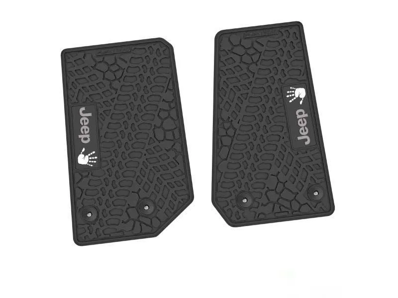2 Pieces Black w/ Silver "JEEP" w/ White "Wave" Insert Tire Tread/Scorched Earth Scene w/ JEEP Wave Insert Jeep Wrangler JK 2 Door 2014-2018 - NGTT04052987