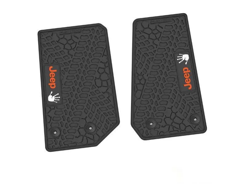 2 Pieces Black w/ Orange "JEEP" w/ White "Wave" Insert Tire Tread/Scorched Earth Scene w/ JEEP Wave Insert Jeep Wrangler JK 2 Door 2014-2018 - NGTT04052990