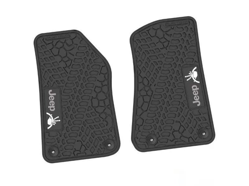 2 Pieces Black w/ Silver "JEEP" w/ White "Wave" Insert Tire Tread/Scorched Earth Scene w/ JEEP Wave w/ Wheel Insert Jeep Wrangler JL 2 Door | Gladiator 2018-2024 - NGTT06051987