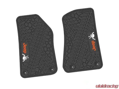2 Pieces Black w/ Orange "JEEP" w/ White "Wave" Insert Tire Tread/Scorched Earth Scene w/ JEEP Wave w/ Wheel Insert Jeep Wrangler JL 2 Door | Gladiator 2018-2024 - NGTT06051990