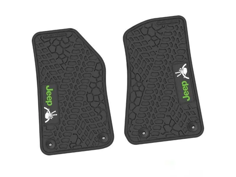 2 Pieces Black w/ Lime "JEEP" w/ White "Wave" Insert Tire Tread/Scorched Earth Scene w/ JEEP Wave w/ Wheel Insert Jeep Wrangler JL 2 Door | Gladiator 2018-2024 - NGTT06051995