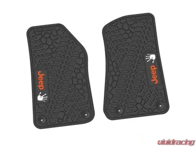 2 Pieces Black w/ Orange "JEEP" w/ White "Wave" Insert Tire Tread/Scorched Earth Scene w/ JEEP Wave Insert Jeep Wrangler JL 2 Door | Gladiator 2018-2024 - NGTT06052990